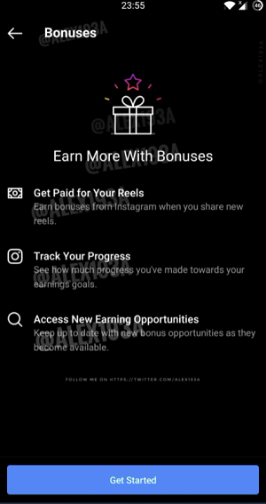 A mobile screen showing black background with a Bonuses page that says “Earn More With Bonuses”.