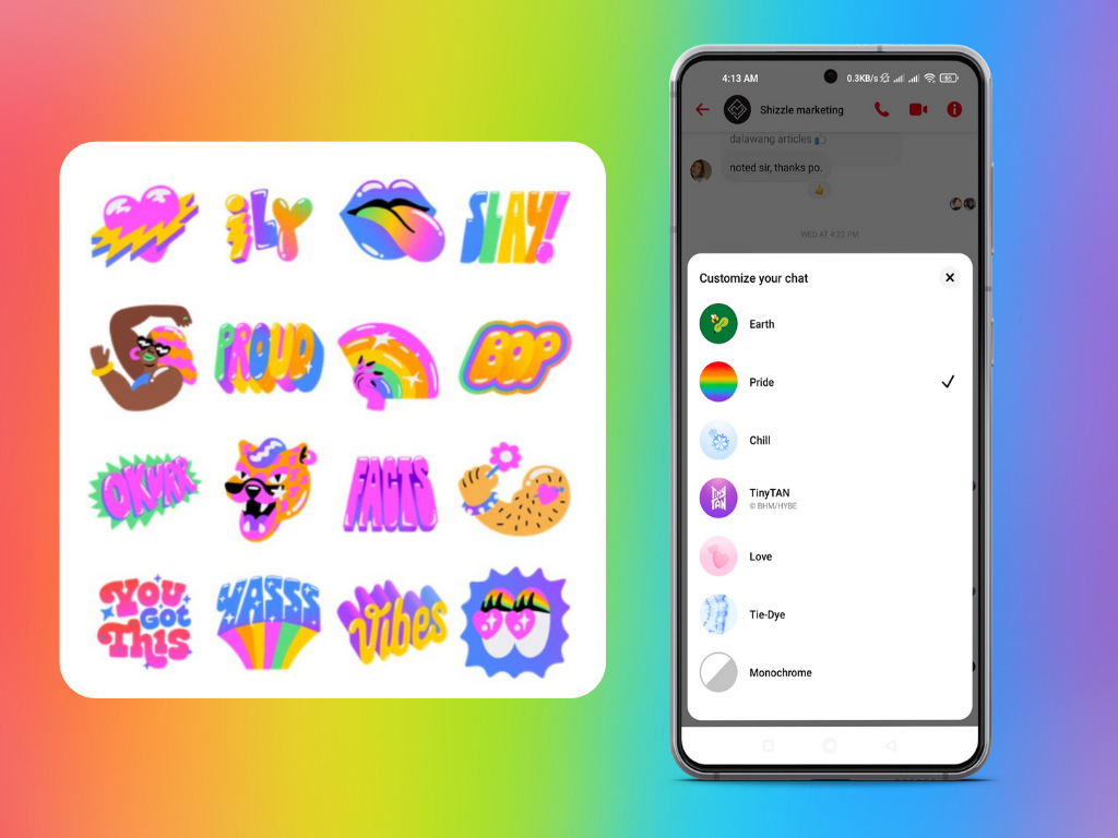 Screenshot of the Pride stickers from Facebook.