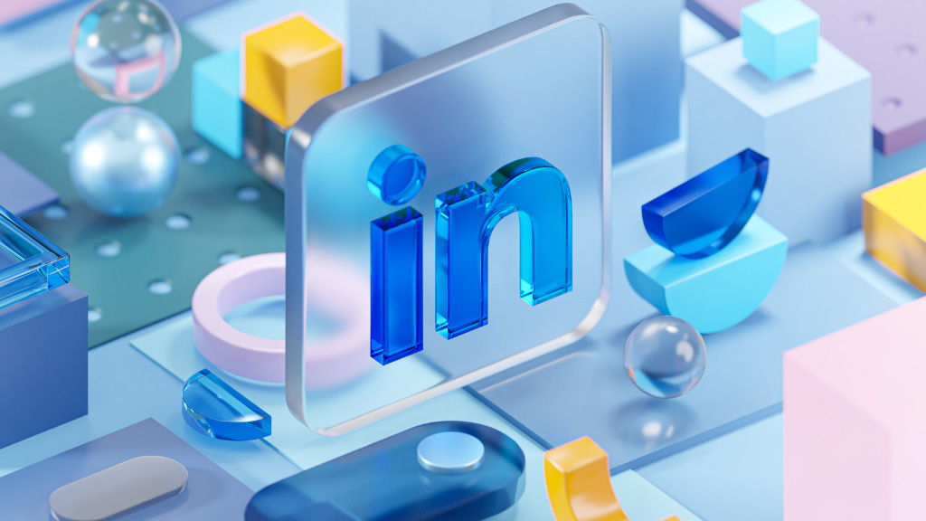 LinkedIn logo written in blue.