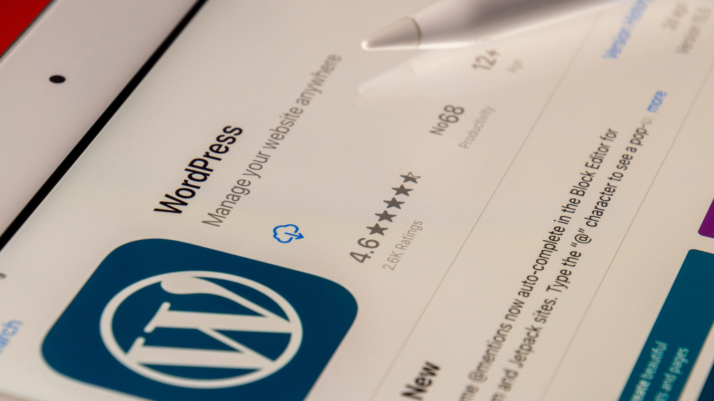 Tablet screen showing the WordPress installation page.